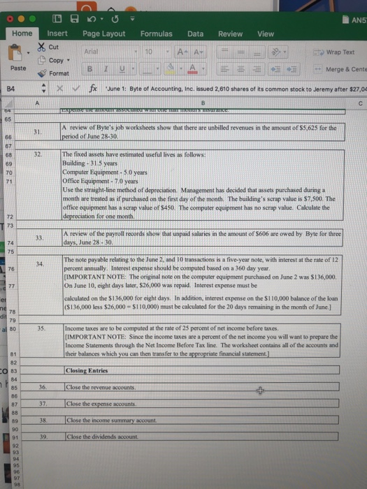 o Deo Home Insert Page Layout * Cut Arial Copy Paste Format BIO Formulas Data • 10 • A- A A Review View = = = = Wrap Text - M
