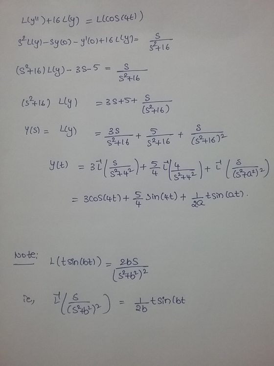 Liy )+l6 Ly) - Llcos c4e)) Suy-syo)-ylo)+16 Lly)- S+16 (st16) Lly)-3S-5= ts) Lly) (sl6) Y(S) = Ly) + (sot16)2 S2416 yit) + (