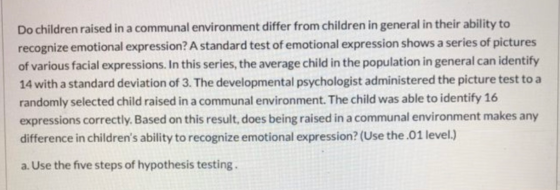 Do children raised in a communal environment differ from children in general in their ability to recognize emotional expressi