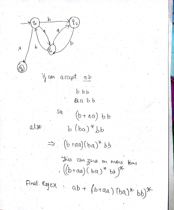 ใน can accept ab ba b b a) bb also b(ba) b k) can taa) (ba ab + (btaa)