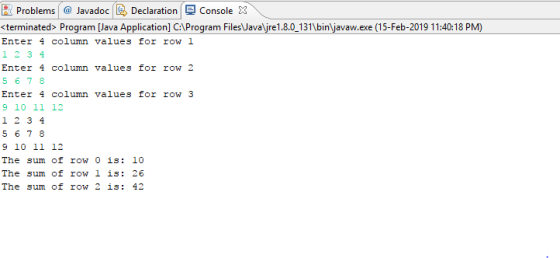 Problems | @ Javadoc® Declaration Console X terminated> Program Java Application] CAProgram Files Javaljre1.8.0.131\binljavaw