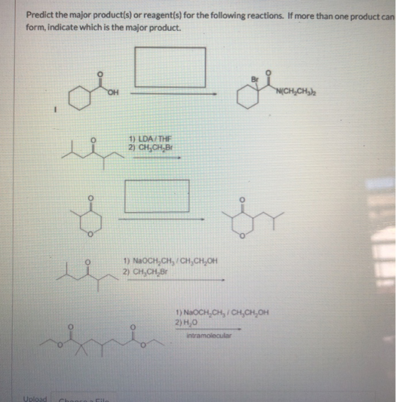 Predict the major product(s) or reagent(s) for the following reactions. If more than one product can form, indicate which is