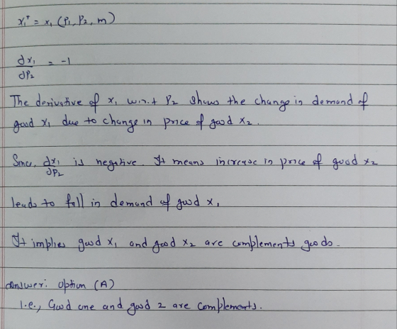 xt = x (P1, P2, m) opa The derivative of x, winit I shows the change in demand of good x due to change in price of good X2. m