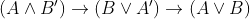 (A \land B') \to (B \lor A') \to (A \lor B)