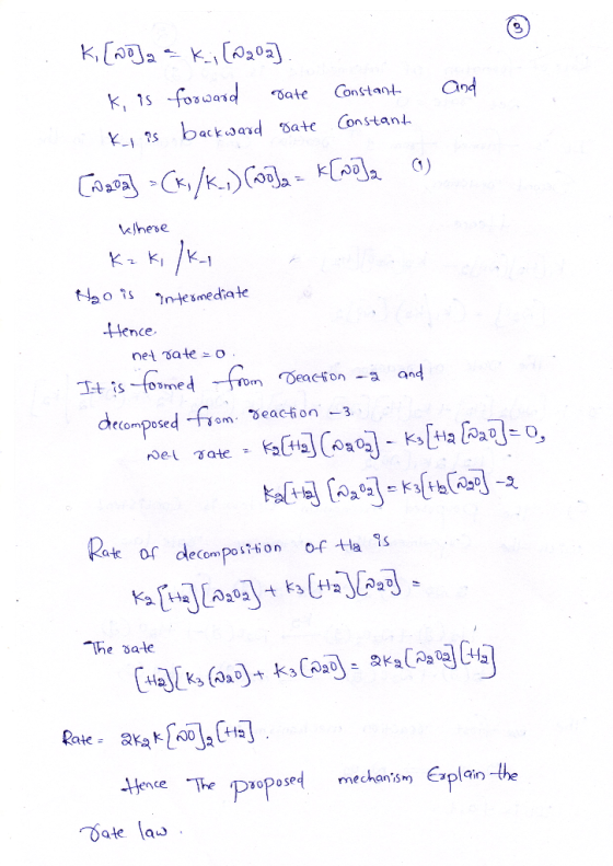 and K, [no] 2 = K.; [@202] ki is forward rate Constant kias backward date Constant [dava] - CK, /k_)(oo)a = K[oo], 0) Where H
