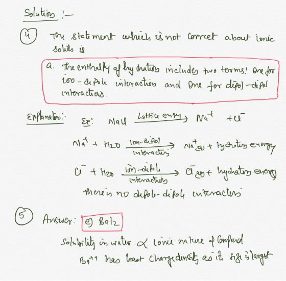 Solutio Th stat ment whuh not Corrcet about ionie sold is a. Tthe enthalty q by atomeludes two terms One er Lo0- dP unty acth