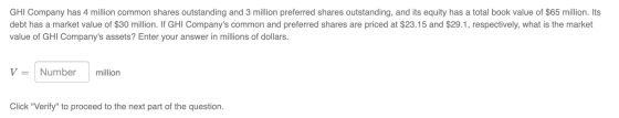 GHI Company has 4 million common shares outstanding and 3 million preferred shares outstanding, and its equity has a total bo