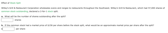 Effect of Stock Split Willeys Grill & Restaurant Corporation wholesales ovens and ranges to restaurants throughout the South