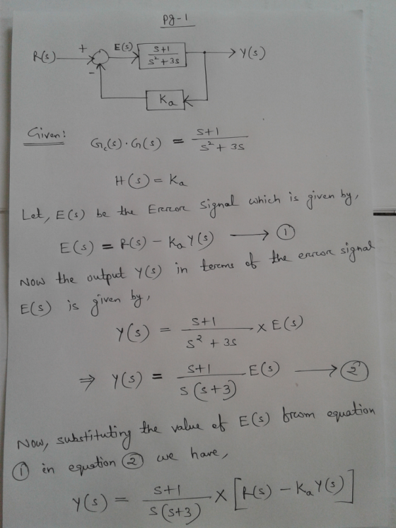 P3- s+3s Ka iven os the oulpiinn a the enran S+I ?en equation@) ape hare s (s+3