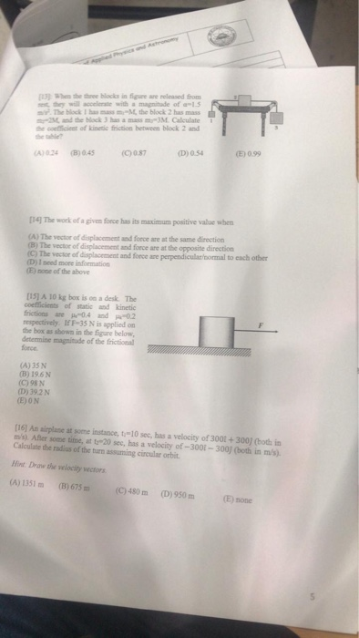 t the Wackes in ersed from e with mantude of 15 The Black I haa t he block 2 has mass and Neck has a mass Calculate c t of in