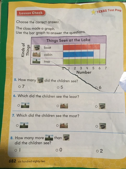 TEXAS Test Prep Lesson Check Choose the correct answer. The class made a graph. Use the bar graph to answ hswer the questions