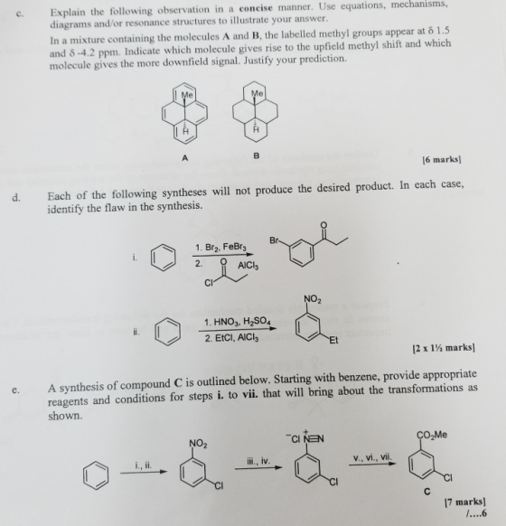 Explain the following observation in a concise manner. Use equations, mechanisms, diagrams and/or resonance structures to ill