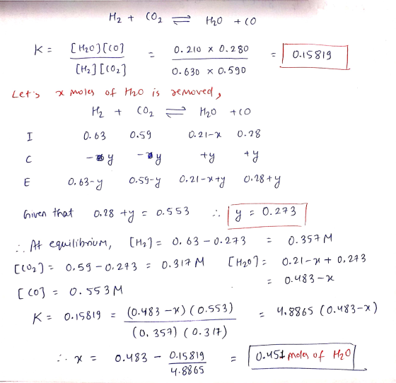 - H, + 0, = H40 + (0 К: С Kae ) (со) . О. 2210 х 0, 280 | O.S 819 Сва) [101] О. 630 x 0. 590 Lets x moles of tho is removed