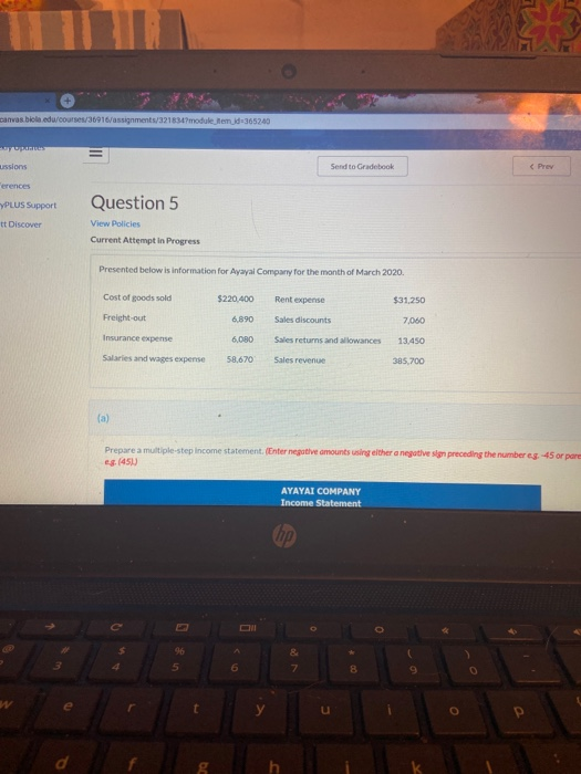 Canvas bicia edu/courses/3916/assignments/32184 module temid=3652.00 ssions Send to Gradebook Question 5 PLUS Support at Disc