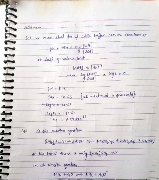 Salution (3) we knouw that pH af aidic bufer can be calculated [Salt] LAdd pukat og at laalf quivalanc poiut Aeid Esalt salf]