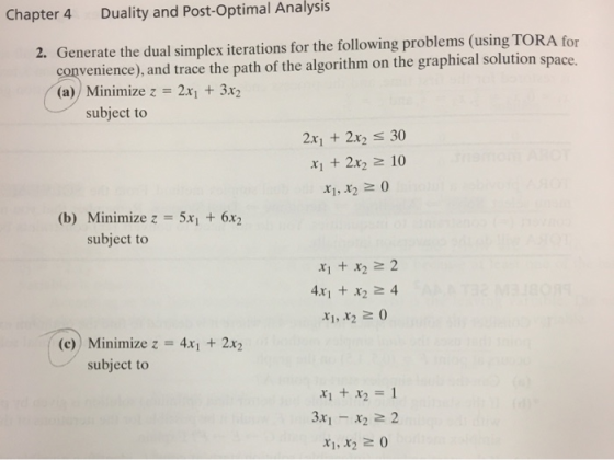 Chapter 4 Duality and Post-Optimal Analysis 2. Generate the dual simplex iterations for the following problems (using TORA fo