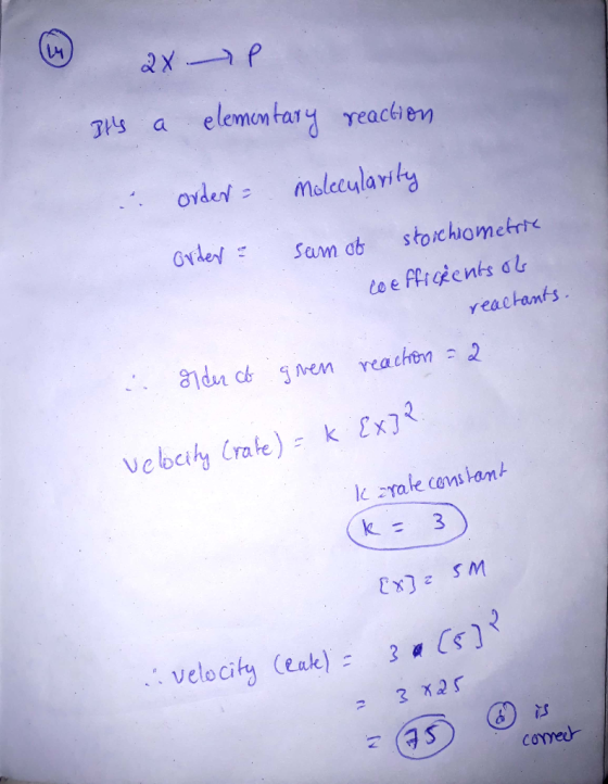 Its a elementary reaction ... order = molecularity Order - sum of stoichiometrie coefficients of reactants. given reaction =