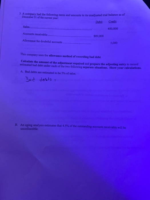 3. A company had the following items and amounts in its nadiusted trial balance as of December 31 of the current year: Debit