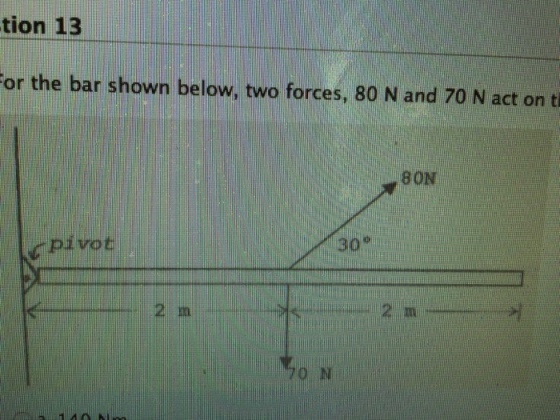 For the bar shown below, two forces, 80 N and 70 N