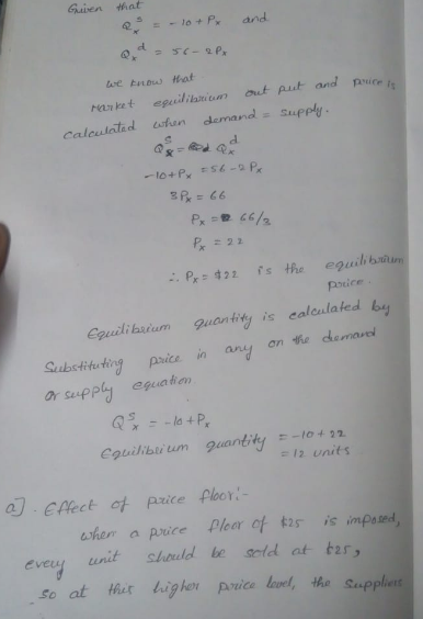 uiven that dt. ranket epuidii out tande Calculatad endemand Supply d. Px 422 rs the equil bn poice equilibuum guantity is cal