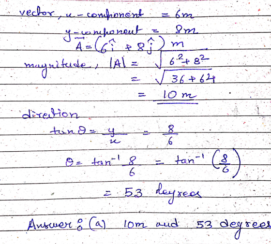 vector, Il-confonent = om &m y mobilnout A = 67 e 8 m aquit may atide 628? 36 + 64 TAI lom direction tuno - 8 y ic 6 tan- O t