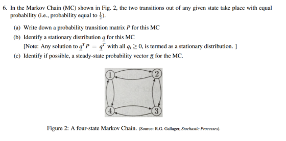 6. In the Markov Chain (MC) shown in Fig. 2, the two transitions out of any given state take place with equal probability (i.