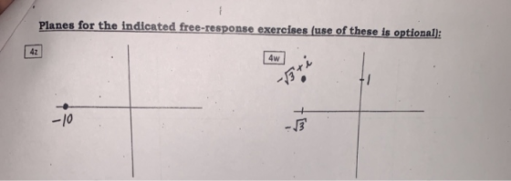 Planes for the indicated free-response exercises (use of these is optional): 42 4w Fi 우