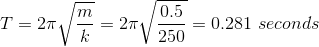 T = 2*,* – 2* V = 0.281 seconds