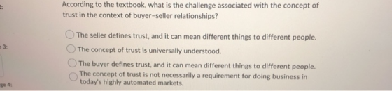 According to the textbook, what is the challenge associated with the concept of trust in the context of buyer-seller relation