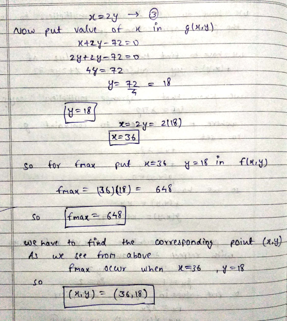 Now put glu,y) x22y -☺ value of a in Ktay - 72=0 24+2y-72=0 *_44= 72 - y= 72 = 18 Ka zy= 2118) (2=36 for fran put n=36 y 218