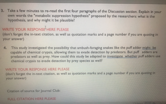 3. Take a few minutes to re-read the first four paragraphs of the Discussion section. Explain in your own words the metaboli