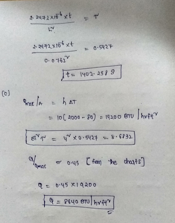 2. 247 2. xrob xt M 2.2472x106xt = 0.5427 0.07622 It= 1402-2589 Mar A - hAT = 10( 2000 - 80) = 19200 @TU Ihrft Bir d = 4 x 0.