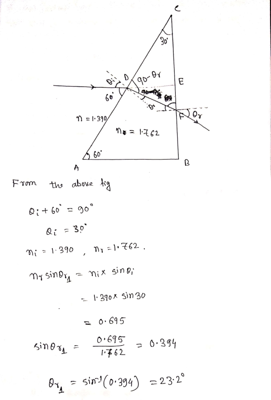30 90-Or E 60 Og n = 1.390 no = 1762 .09 8 From the above fig Q: +60° = 90° 309 . mi 1.390 My = 10762 no sinora nix sindi 1.3