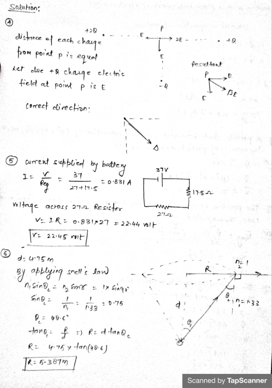 Solution 4 +22 - distance of each charge from point p is equal resultant het due to charge electoric field at point p is E PE