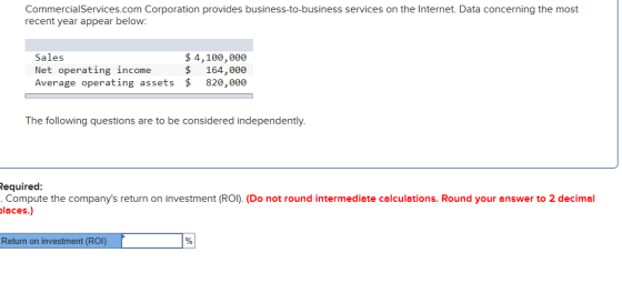 CommercialServices.com Corporation provides business-to-business services on the Internet. Data concerning the most recent ye