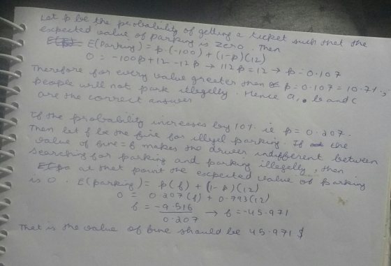 Let to be the peobability of getting a expected value of parsing is zero. Then ticket such that the El El Parking) = p. (-100