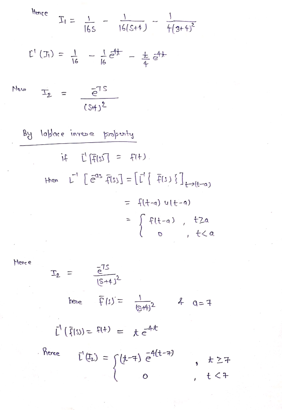 Hence 1 Il 1 = 2 165 1615+4) +(3+4) Ľ (1) - . lett 16 16 + Now nót TS е - (543² By loplace inves rese property if = [F11] fl