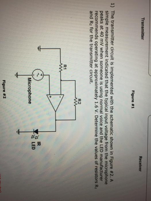 Transmitter Receiver Figure #1 1) The transmitter circuit is implemented with the schematic shown in Figure #2. A simple meas