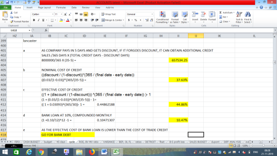 ACCOUNTS latest - Microsoft Excel (Product Activation Failed) View Add-Ins File Home Insert Page Layout Formulas Data Review