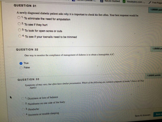 utu Lpisoae . Naruto Dubbed Vocabulary.coFree Plagia QUESTION 31 1.00000 pol A newly diagnosed diabetic patient asks why it i