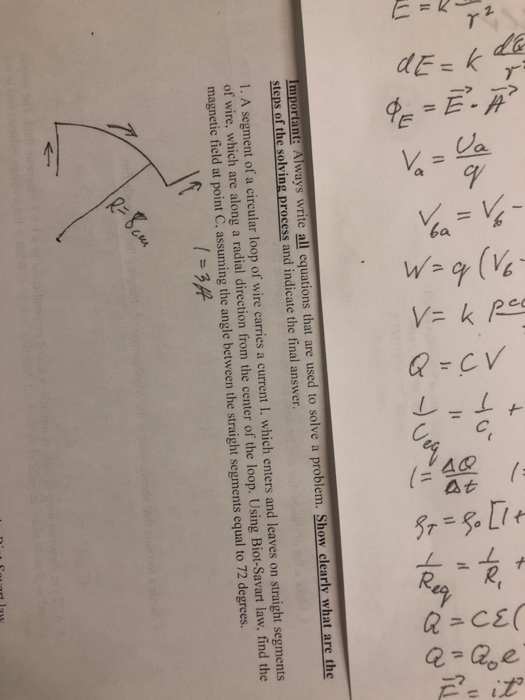 Uu mportant: Always write all equations that are used to solve a problem. Show clearly what are the steps of the solving proc