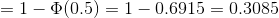 =1-\Phi(0.5)=1-0.6915=0.3085