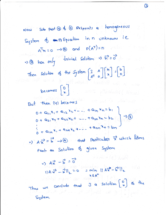 Solo Part ⑥もしReSpemb 9 on in n unknoushs the System 1 A[ -b Then Solohom 2 Decomes But then (4) beco me s Pant a Soltion give
