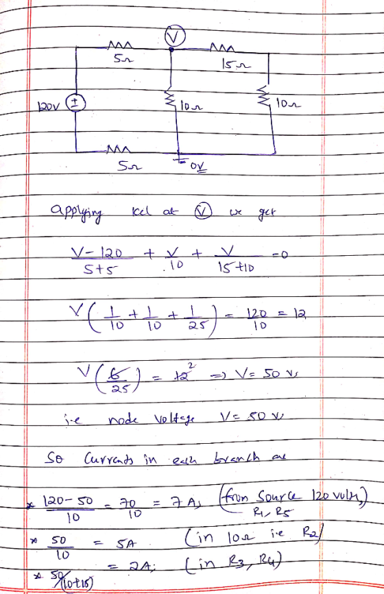 . MA sor Sor toy applying kcl at ♡ we get sts 1. Isto vt tot to be a photo (6] = to a V. so w ie node voltage Vesov so Curren