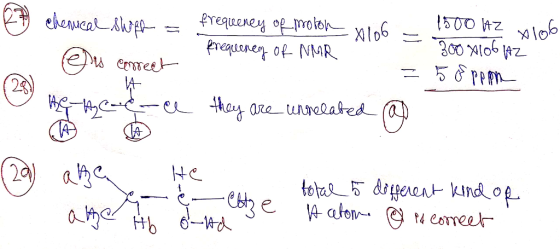 Chenucal Shoef = frequeney of moton xlob frequeney of NMR = 1500 142 wlos 300 x 106 Hz 5 8ppon = ance they are unrelated ae H