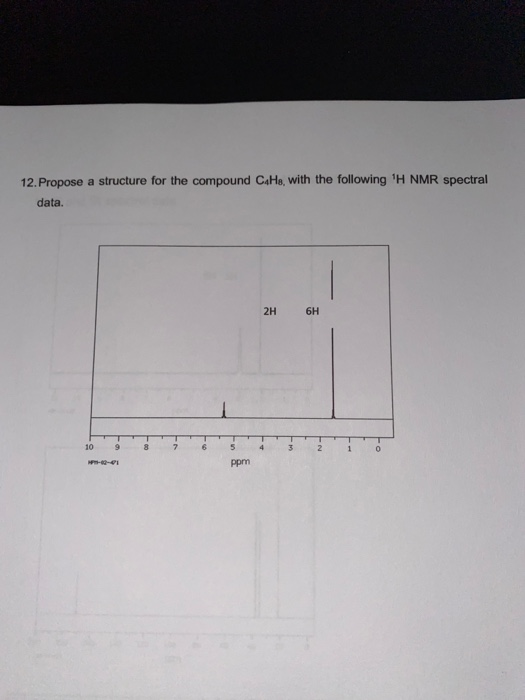 12. Propose a structure for the compound CaHe, with the following H NMR spectral data. 2H 6H ppm