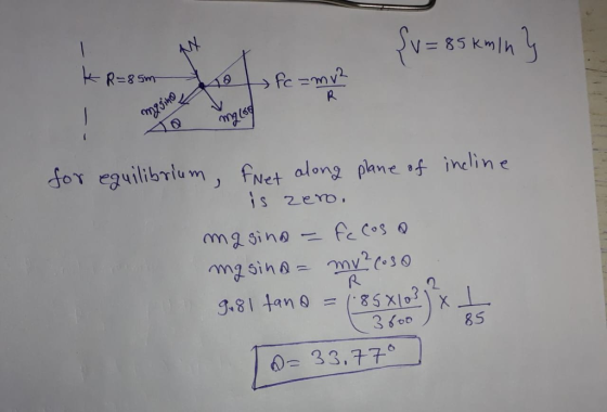 R-8 5m or eguiliblum , fNet along pane inelin e masinefcCos 85 33,77