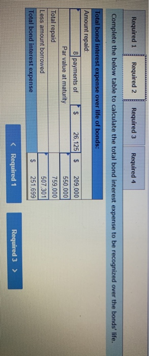 Required 1 Required 2 Required 3 Required 4 Complete the below table to calculate the total bond interest expense to be recog