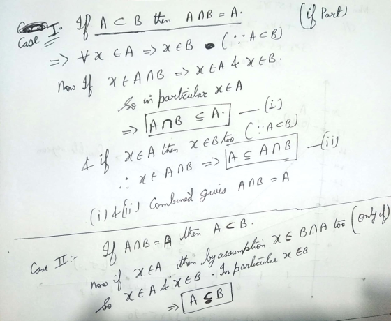ADB = A (il Part) C T. IL A CB then & Case 7 => tx EA = x EB (ACB) now of at AMB => XEA 4 XEB. So in particular XE A - AnB ÇA