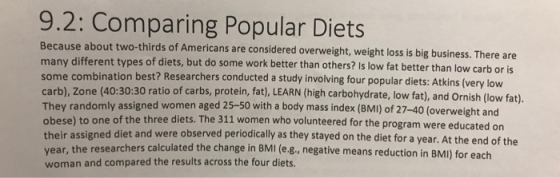 9.2: Comparing Popular Diets Because about two-thirds of Americans are considered overweight, weight loss is big business. Th